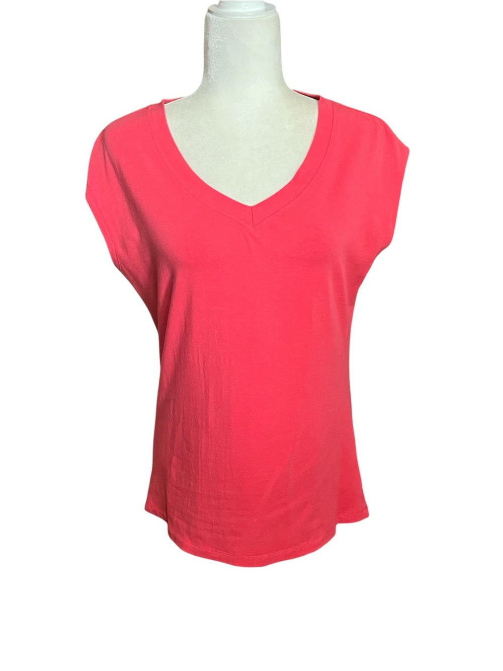 Krimson Klover V-Neck Cap Sleeve Top in Coral Pink